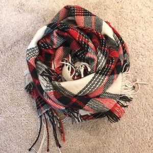 Red Cream and Black Huge Madewell Plaid Scarf